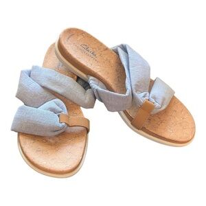 Clarks Cloudsteppers Eliza Skip Fabric Vacation Sandals 9.5M Comfort